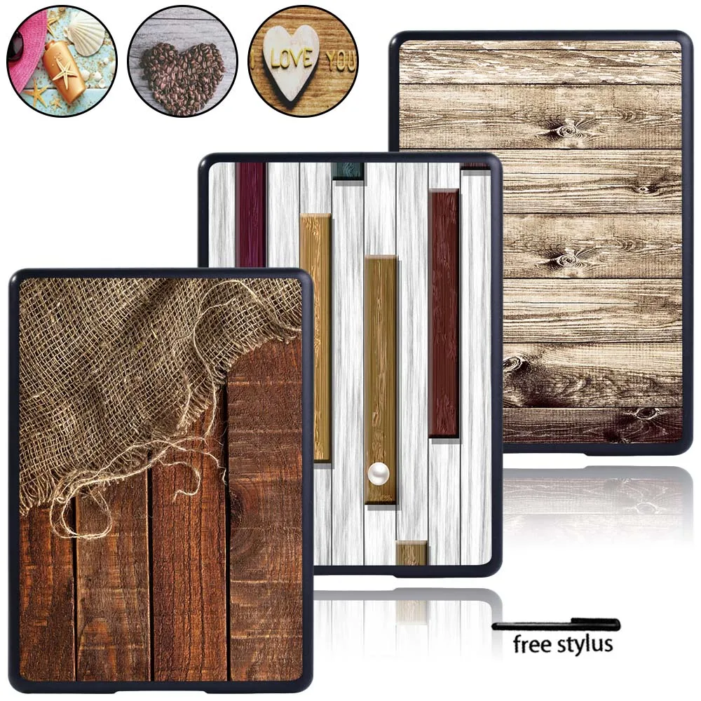 Shockproof Hard Shell Case Cover for Kindle 10th / 8th Paperwhite 1/2/3/4 Lightweight Wood Grain Tablet Cover Shell