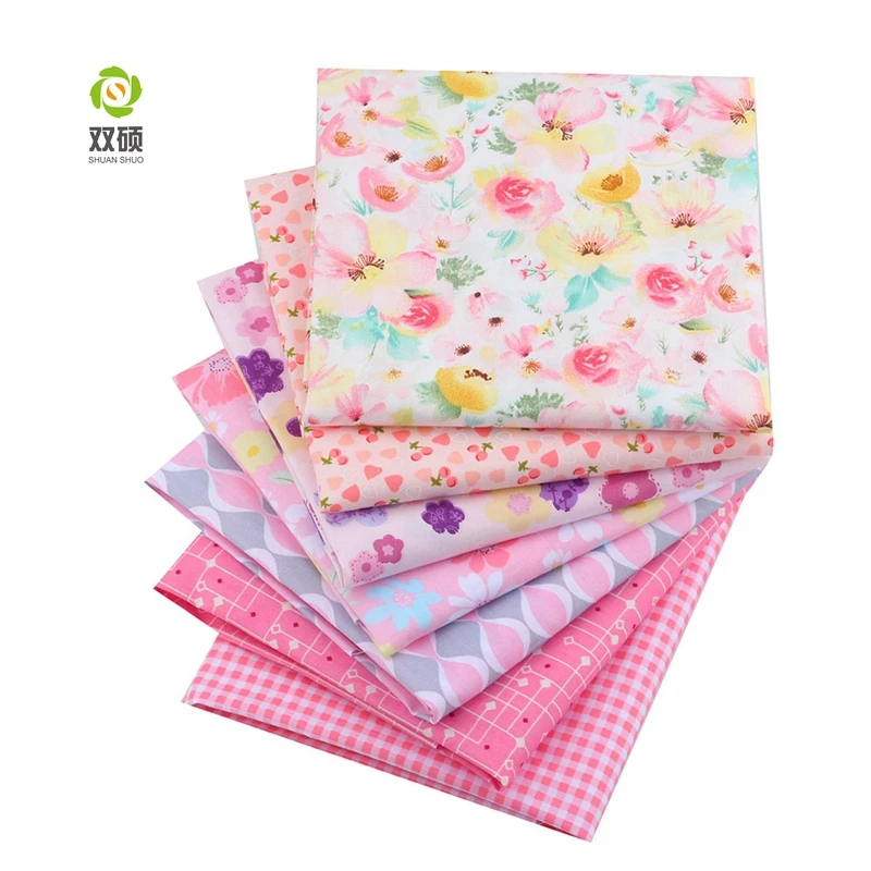 

Shuanshuo 7pcs/lot Pink Flora Tissus Cotton Fabric Patchwork Fabric Fat Quarter Bundles Fabric For Sewing Doll Cloths 40*50cm