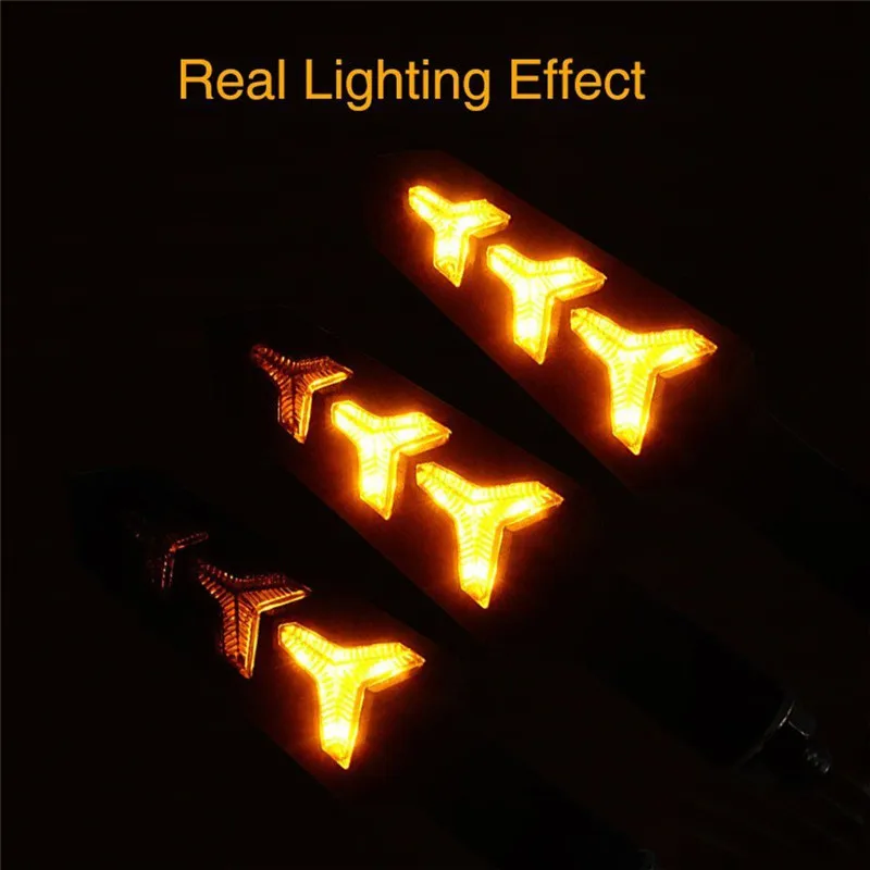 2Pcs Motorcycle LED Turn Signal Lamp Sequential Amber Shock Resistant Low Energy Consumption Flowing LED Indicator Lights#296158