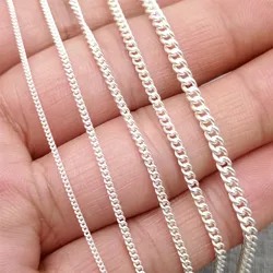 925 Sterling Silver Unfinished Curb Necklace Chain 1mm 1.2mm 1.7mm 2mm 2.5mm Footage 3.28 feet