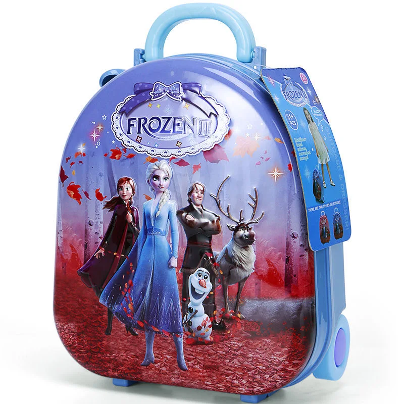 Disney Frozen 2 elsa anna Makeup set girls Trolley case Cosmetic box set Handbag Suitcase kids Dressing toy