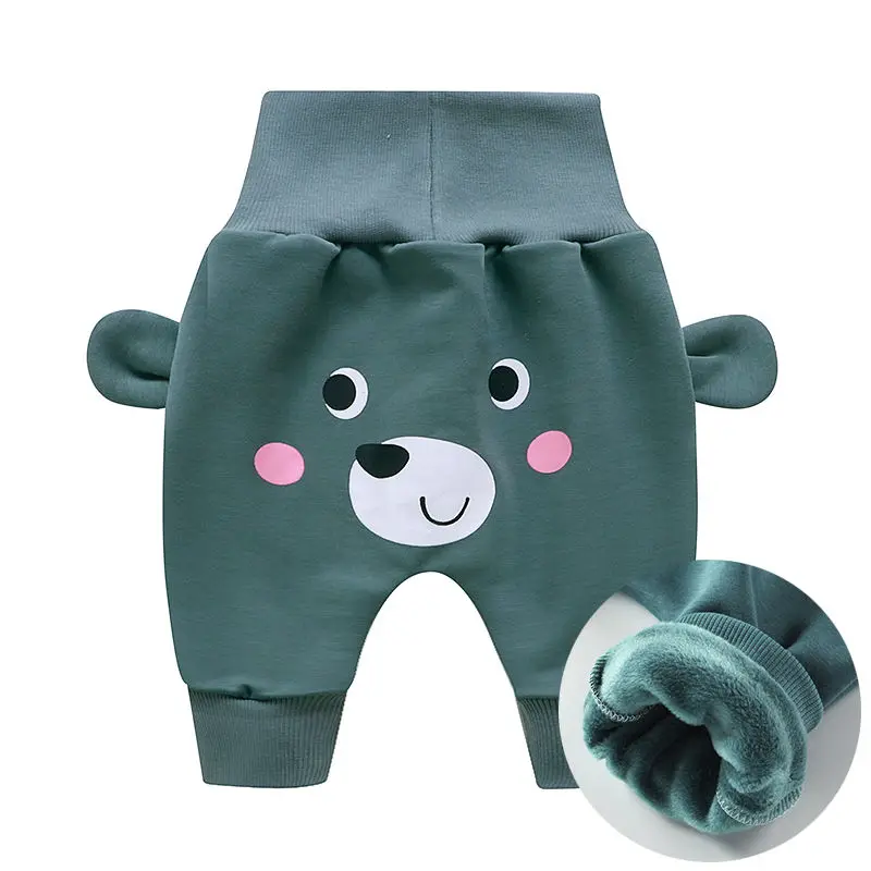 Baby Cute Pants Boys Girl Cartoon High Waist Protection Belly Children Toddler Spring Autumn Winter Newborn Warm Velvet Trousers