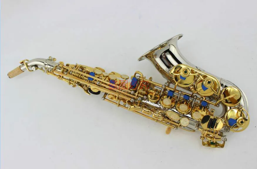 

MARGEWATE Soprano Saxophone Nickel Body Gold Key B Flat Soprano Sax Musical Instrument with Accessories