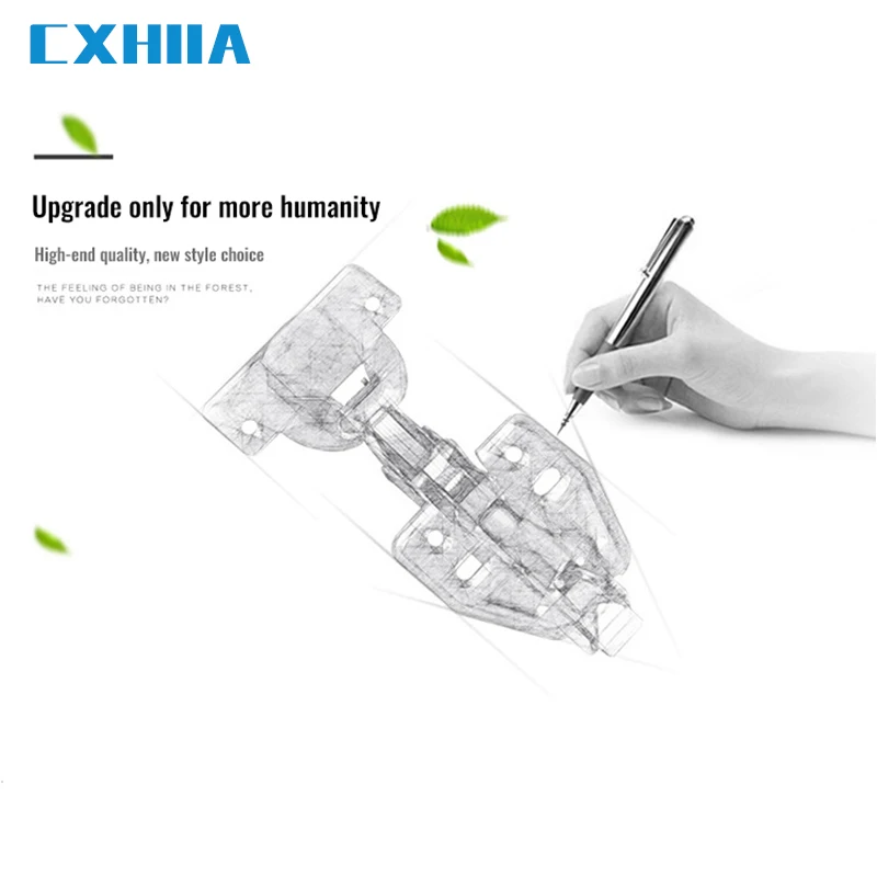 CXHIIA 40 Cup Hinge Big Cup Head Cover 25Mm Side Plate Thick Door Cabinet Hinge Damping Buffer Stainless Steel Spring