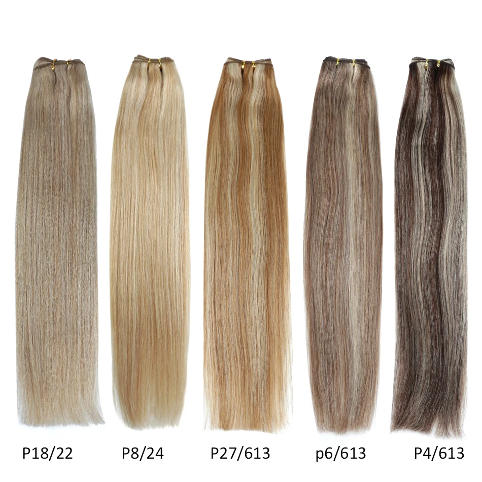 BHF-European Remy Straight Trama De Cabelo Humano, Platina Loira, 100% Cabelo Humano, Tecer Pacotes Extensões