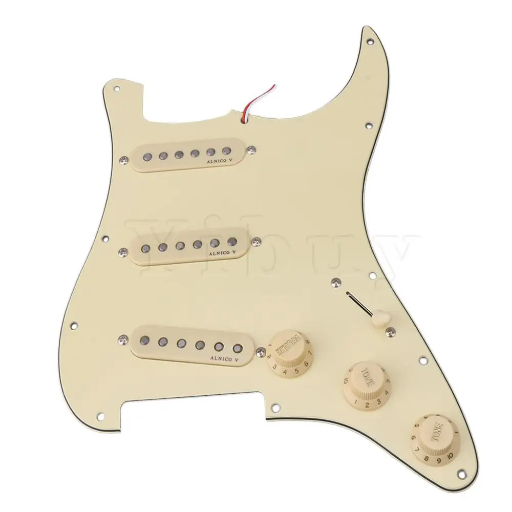 Yibuy 3-ply SSS PVC Pickguard Scratch Plate Assembly for Electric Guitar