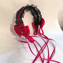 Girl Maid Lolita Kawaii Cat Ears Lace Bow Headband KC Headpiece Anime Cute Headdress Cosplay Hair Accessories Head Wrap