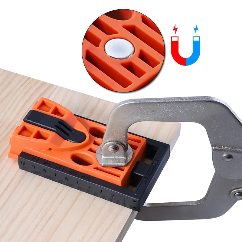 Maschera per fori tascabili regolabile per giunti in legno da 9.5mm punte per trapano con localizzatore di fori obliqui guida per trapano in plastica ABS strumenti per la lavorazione del legno