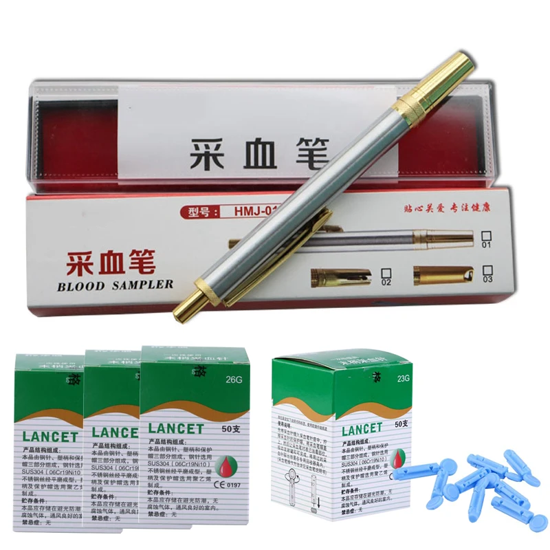 1 pcs pen + 200pcs(4 boxes) needles Stainless Steel Pen for Twist Off blood Lancet, Therapy and Blood test free shipping