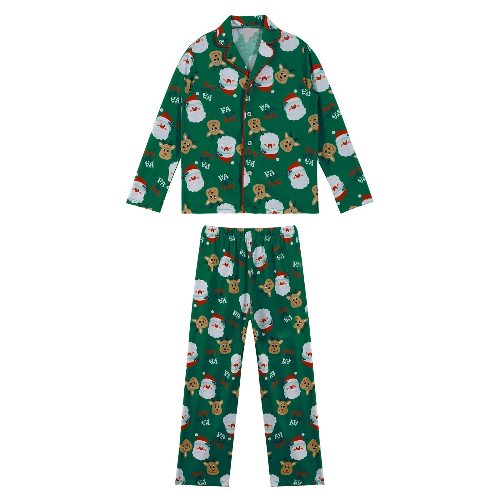 

Kids Christmas Kids Clothing Soft Cotton Santa Claus Print Pajamas Winter Boys Girl Lapel Collar Long Sleeve Pyjamas Sleepwear