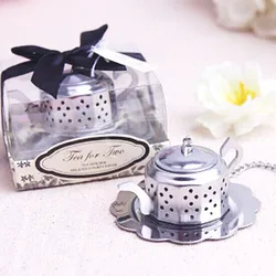 Stainless Steel Mini Kettle Tea Strainer Tea Infuser Filter In Gift Box Wedding Favors