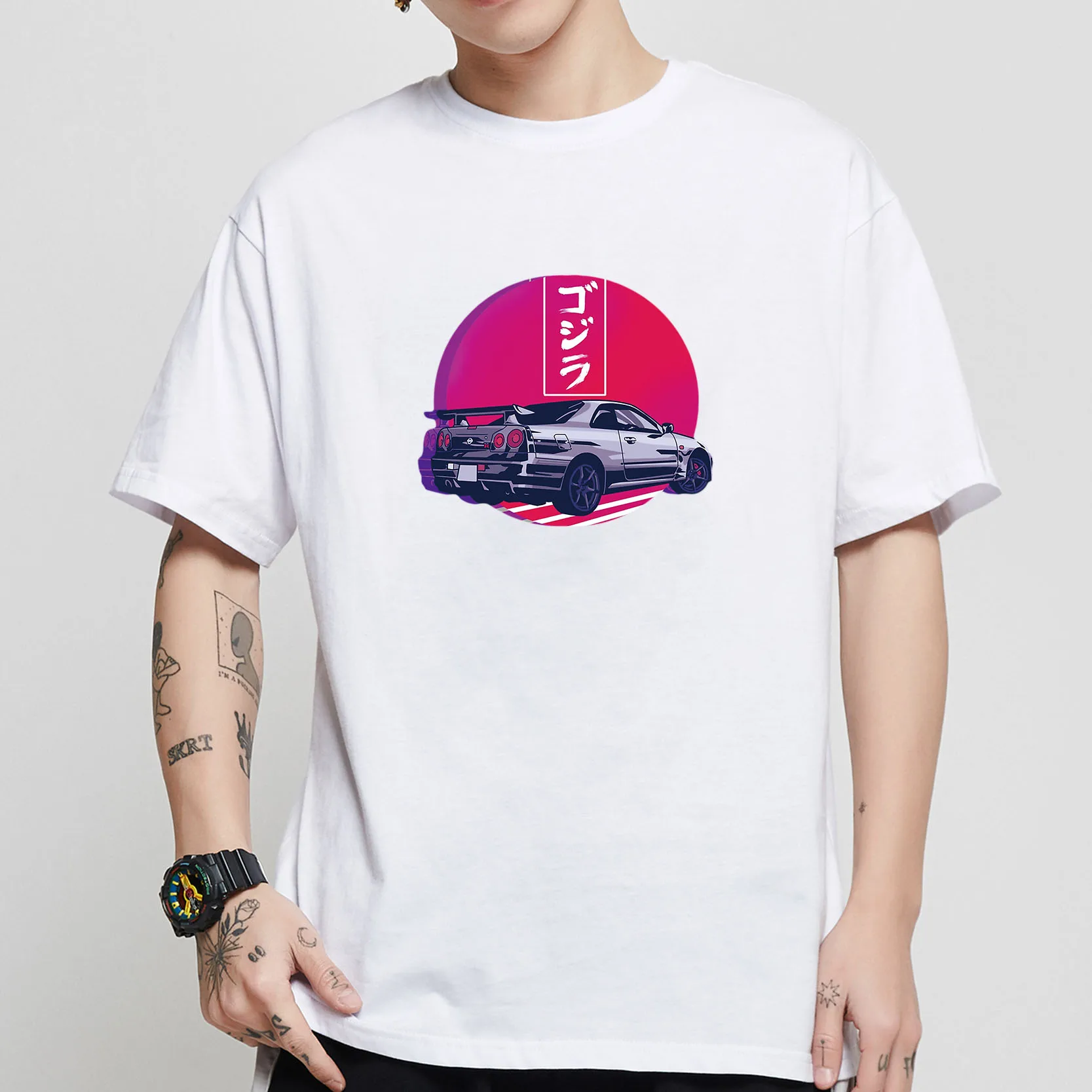 New JDM Evolution Skyline Car T Shirt Summer Men Short Sleeve Print 100% Cotton Casual Tops Harajuku Funny Lovers Boy Japan Tees