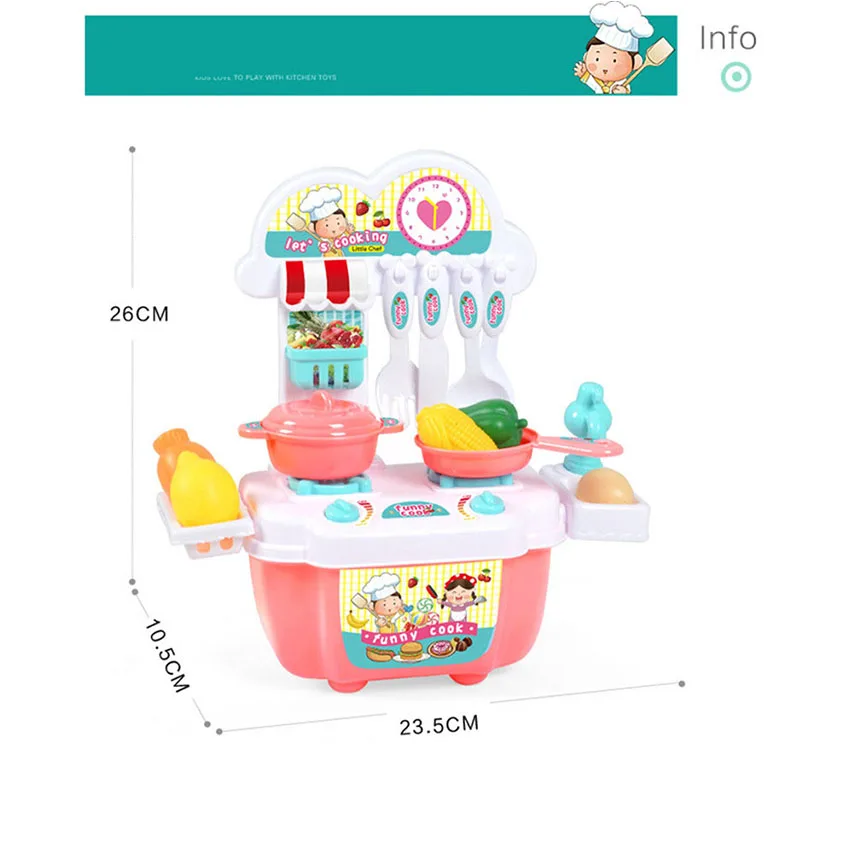 22Pcs Plastic Mini Children Baby Kitchen Play House Toy Simulational Kitchenware Storage Cookware Cooking Pretend Play for Girls