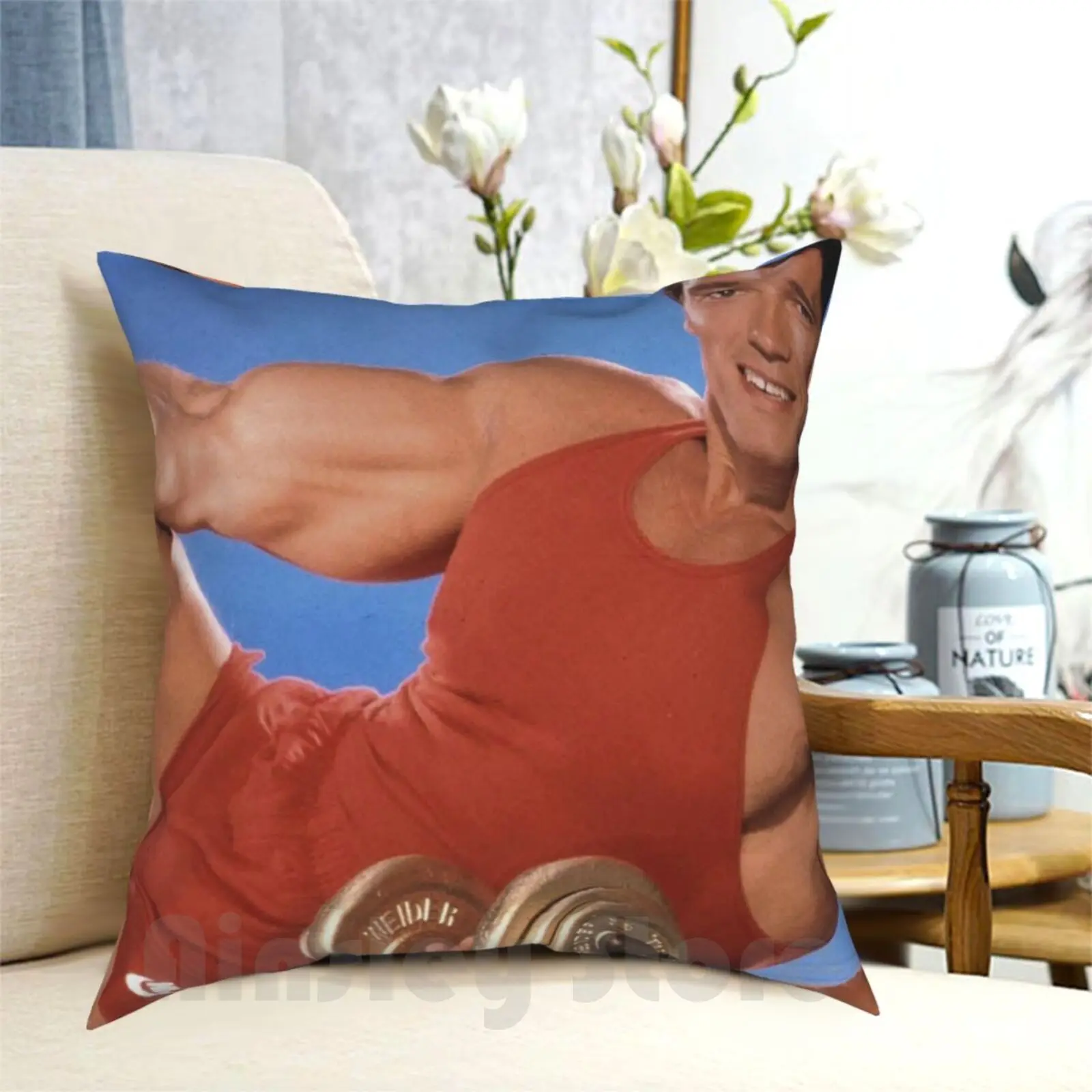 Arnold Pillow Case Printed Home Soft DIY Pillow cover Schwarzenegger Arnie Guns Gym Bodybuilding Arms Weights Weightlifting