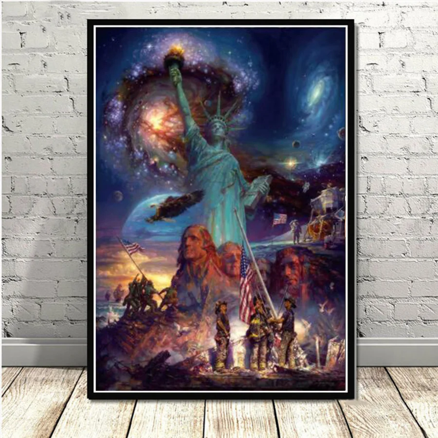 Diy 5D Military Army New York City Space Galaxy Diamond Painting 3D Embroidery Mosaic Liberty Goddess Icon Handmade Artwork