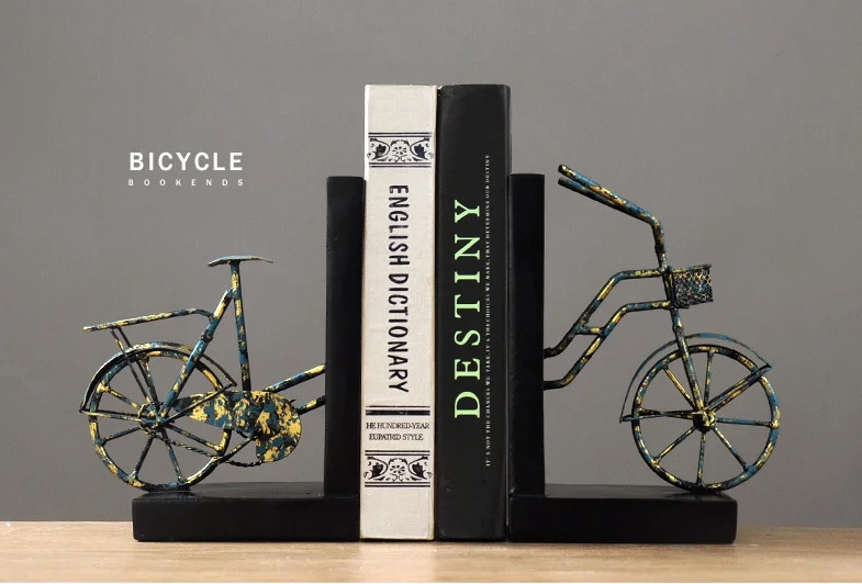 

European country antique bicycle book stand Sculpture Resin bookends furniture living room ornaments home decoration a0470