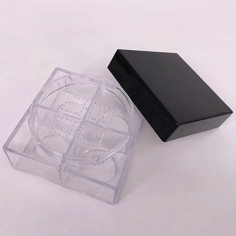 New Four Palace Lattice Loose Powder Box Four-colour Makeup Packing Box Honey Powder Box Eye Shadow Empty Box With Powder Puff