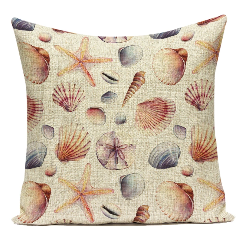 Cartoon Marine Life Cushion Cover Nordic Ocean Fish Conch Shell Pillow Case Home Hotel Decor Sofa Car Throw Pillow Cases