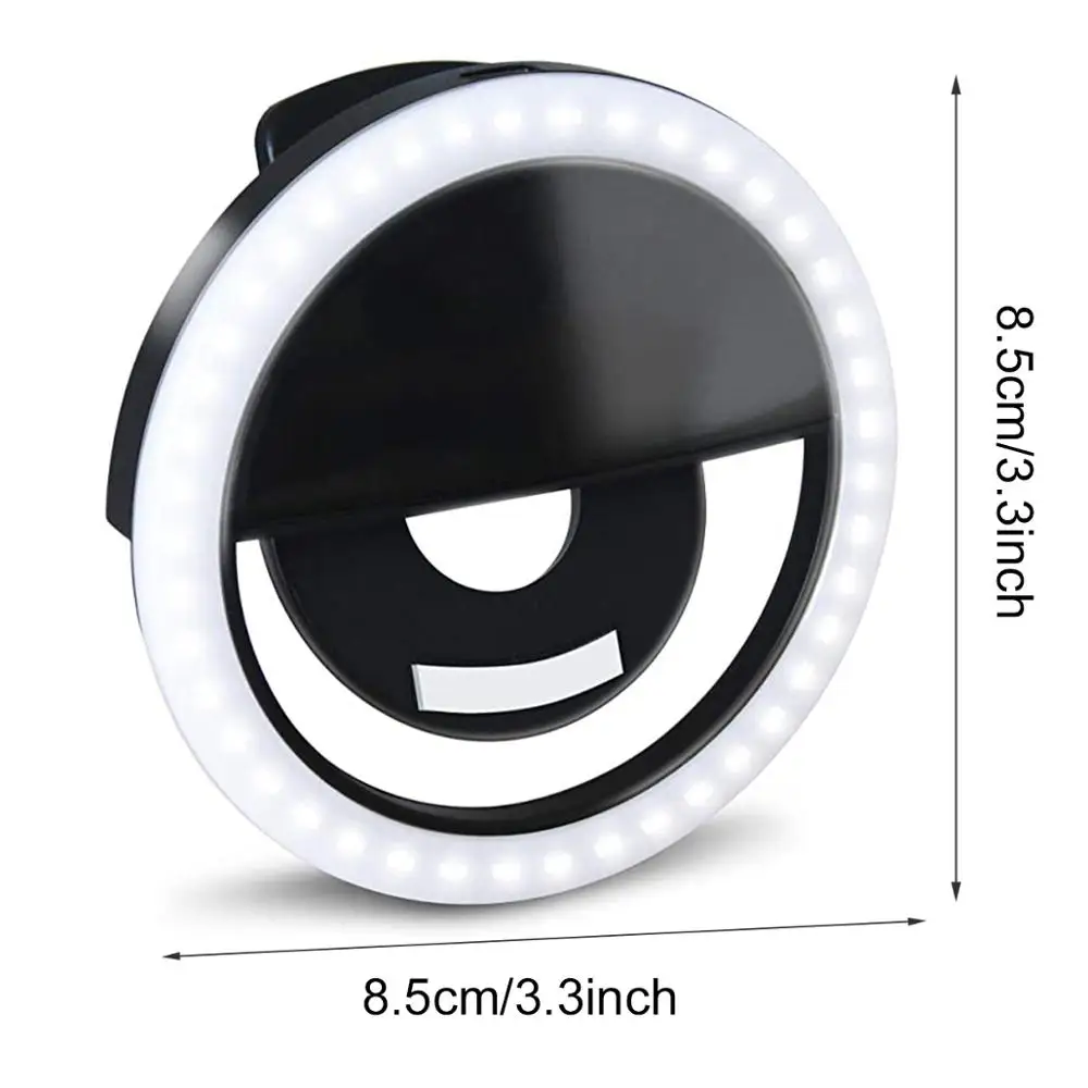 Di Động Ánh Sáng Ban Đêm Điện Thoại Sáng Đèn Led Máy Ảnh Kẹp Điện Thoại Di Động Selfie Ring Light Video Sạc Usb Cho tất Cả Điện Thoại