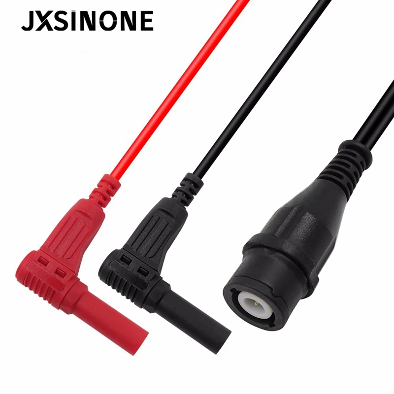 JXSINONE P1207 BNC male plug to 4mm Right angle Banana Plugs Coaxial Cable Oscilloscope Test Lead 120CM