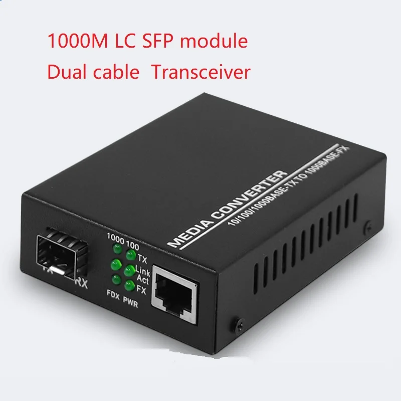 

Gigabit/1000M dual cable LC SFP 1 Ethernet port optical fiber transceiver converter 10/100/1000Base-Tx to 1000Base-X