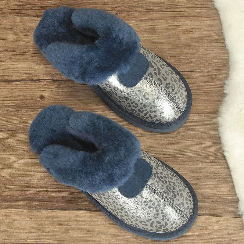 KZZO 100% Natural Sheepskin Fur Slippers Fashion Women Warm Indoor Slippers Soft Wool Lady Home Shoes Female Winter New style