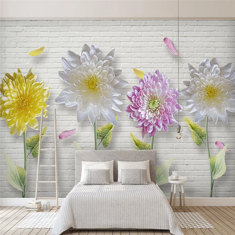 beibehang custom Chrysanthemum flowers photo mural wallpaper TV background wallpapers for living room decoration 3D wall paper