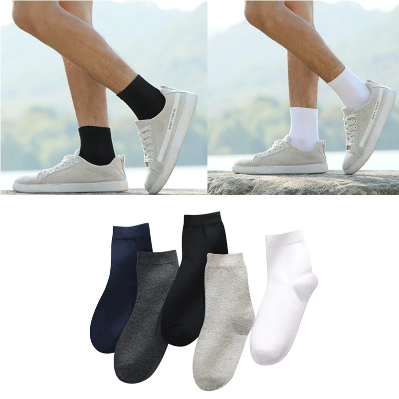 

Повседневные мужские носки из полиэстера и хлопка, весенне-осенние черные, белые, простые, высокоэластичные, один размер, мягкие дышащие мужские спортивные носки