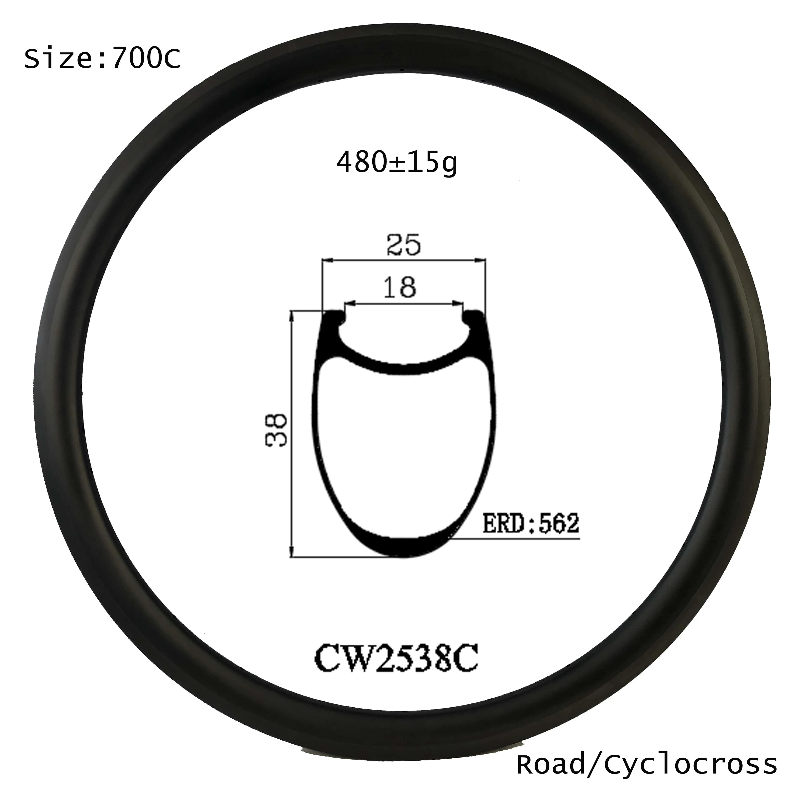 Carbon Rim 700c U Shape 25Mm 38Mm Clincher Matt/Glossy Bicycle Made In China Racing Bike Wheel From Chinese OEM Factory Xiamen