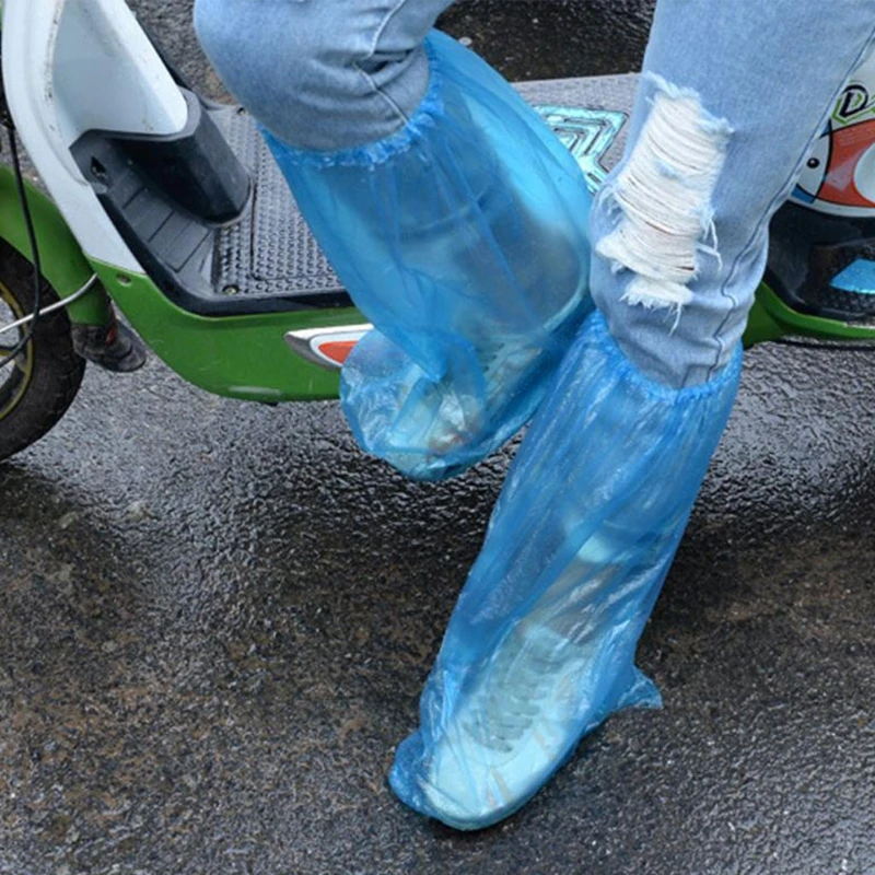 1คู่กันน้ำหนาพลาสติกทิ้งฝนครอบคลุมรองเท้าHigh-Top Boot 62KF