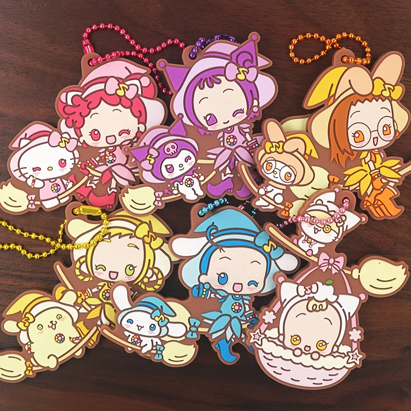 Magical DoReMi Anime Harukaze Fujiwara Hazuki Senoo Aiko Segawa Onpu Asuka Momoko Rubber Bead Chain Keychain