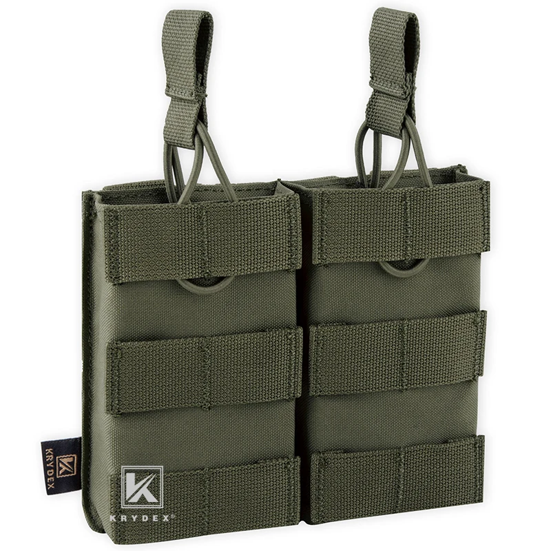 KRYDEX 5.56 .223 Modular Double Magazine Pouch For Airsoft Shooting Hunting Tactical Open Top Mag Carrier Pouch Ranger Green