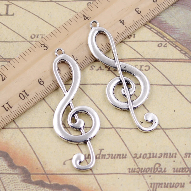 10pcs Charms Musical Note 60x21mm Tibetan Silver Color Pendants Antique Jewelry Making DIY Handmade Craft