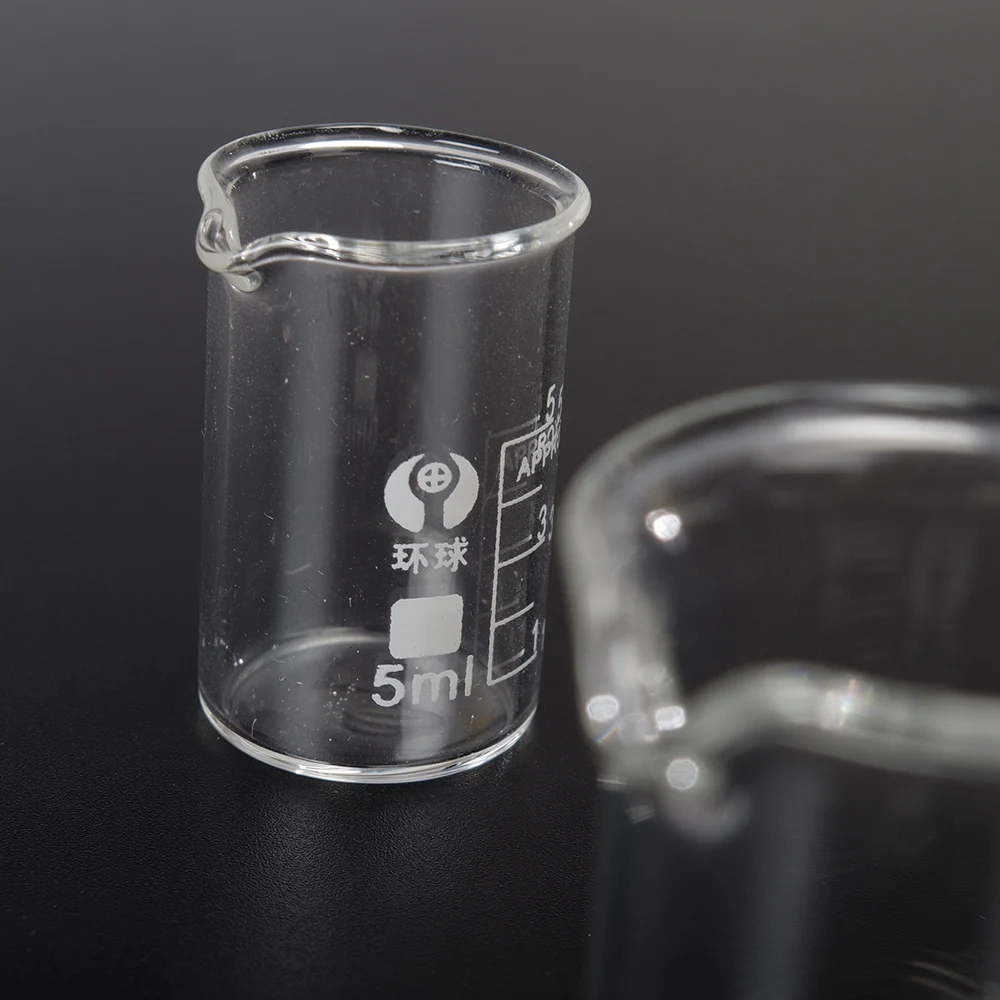 Vaso de vidrio para medir, vidrio de borosilicato para laboratorio, experimento químico, 5ml, 10ml, 25ml, 50ml, 100ml, 1 unidad