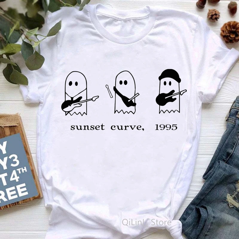 Fashion Julie And The Phantoms T-Shirt 90s 00s Girls T Shirt Women Hip Hop Sunset Curve Kawaii Ghost Print Funny Tshirts