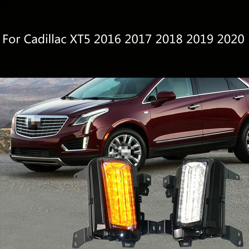 For Cadillac XT5 2016 2017 2018 - 2020 Dynamic Turn Signal Waterproof Car DRL 12V LED Daytime Running Light Fog Lamp Decoration