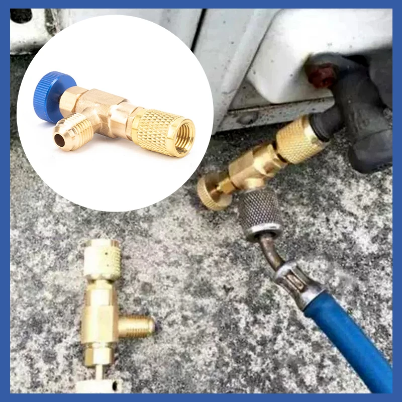 Liquid Safety Valve R410A R22 Air Conditioning Refrigerant 1/4 " Safety Adapter Hand Tool Parts A/C Connector Adapters Dropship