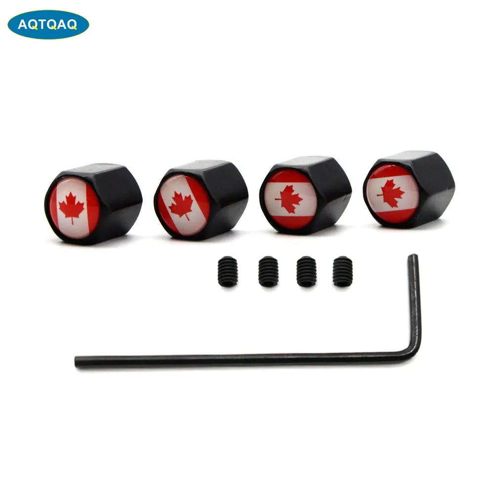 

5 Pcs/Set Zinc Alloy Anti-theft Canada National Flag Tire Valve Stem Cap Tire Wheel Stem Air Valve Caps for Auto Cars