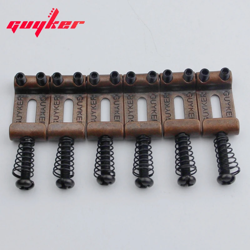 6Pcs Tremolo Bridge Bent Steel Saddles System 10.8MM Replacement for ST TL Electric Guitar Bronze