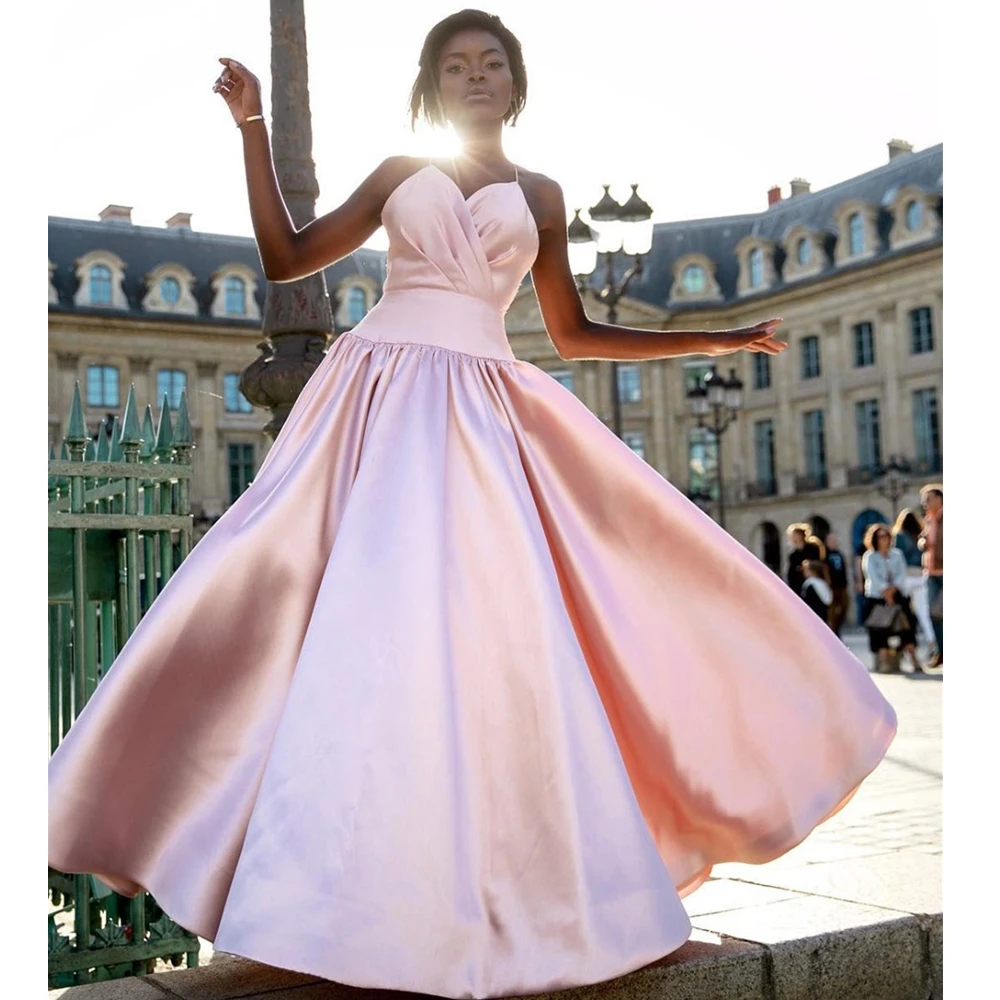 Novo vestido de baile vestidos formais rendas até querida natural andar de comprimento vestido de noite nenhum trem cetim vestido de festa de formatura