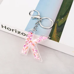 1PC Women Keychains  Glitter Hollowed-out  26 Words Handbag English Letter Keyring  Charms