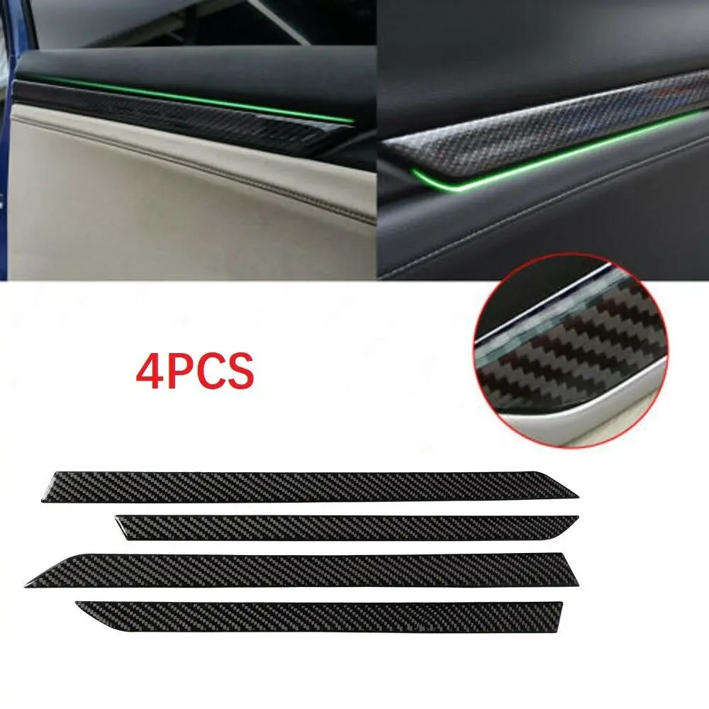 

Real Carbon Fiber Interior Door Decor Trim Stickers For Honda Civic Gen 2016-19