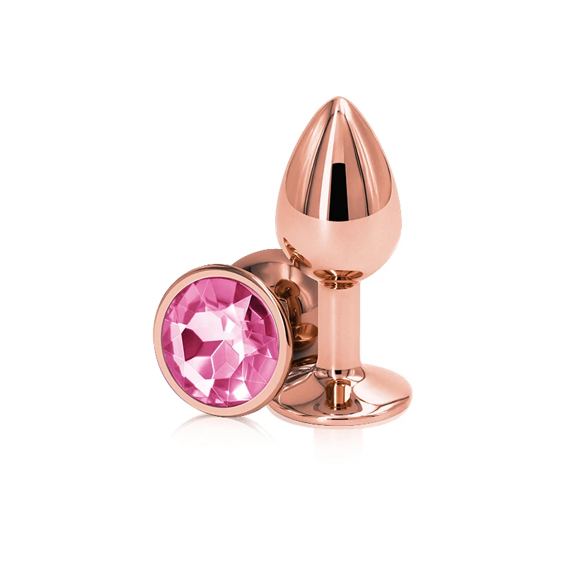 Arcoíris Rosa oro rosa pequeño tamaño mediano conjunto, forma de corazón, cristal, cuentas Anales de Metal, tapón anal, joyería, juguete sexual para