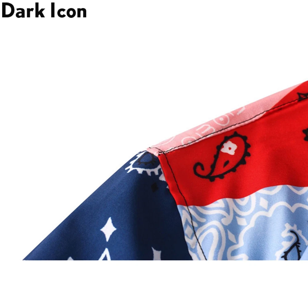 Dark Icon Bandana Shirt Men Women Long Sleeve Paisley Street Fashion Men\'s Shirt Man Blouse