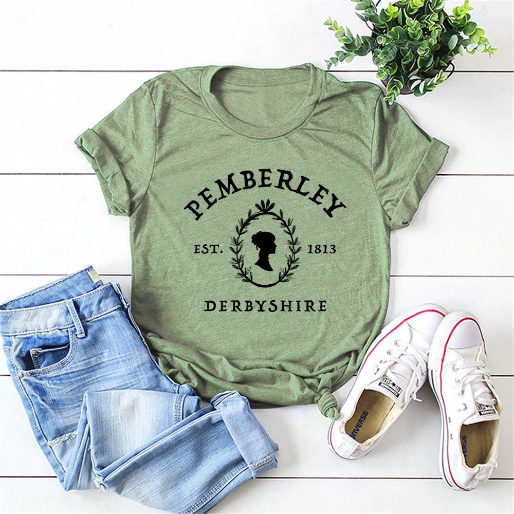 Jane Austen Shirt Pride and Prejudice T-Shirt Pemberley Shirts Book Lover Tees Vintage Feminist Tops