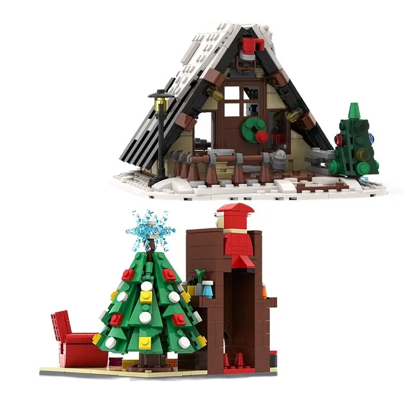 

MOC Winter Snow House Santa Claus Building Block Snowmobile Christmas Tree Bricks Holiday Xmas DIY Toy for Children Gift
