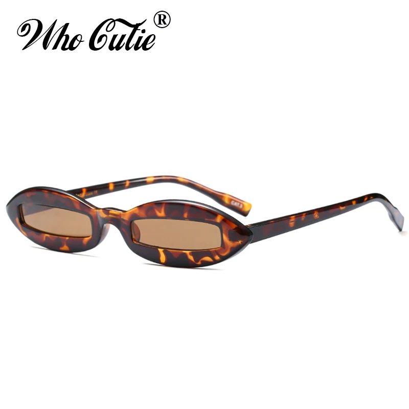 WHO CUTIE 2018 Small Oval Sunglasses Women Brand Designer Vintage Retro Tortoise Shell Cat Eye frame 90S Sun Glasses Shades 584