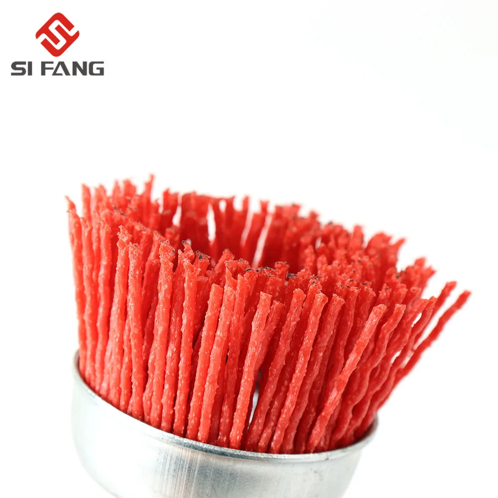 Nylon Cốc Đựng Bàn Chải Mài Mòn Dây Bánh Bàn Chải Cho Máy Khoan Xoay Dụng Cụ Đánh Bóng Gỗ Deburring 6Mm Vít Với 80-240Grit