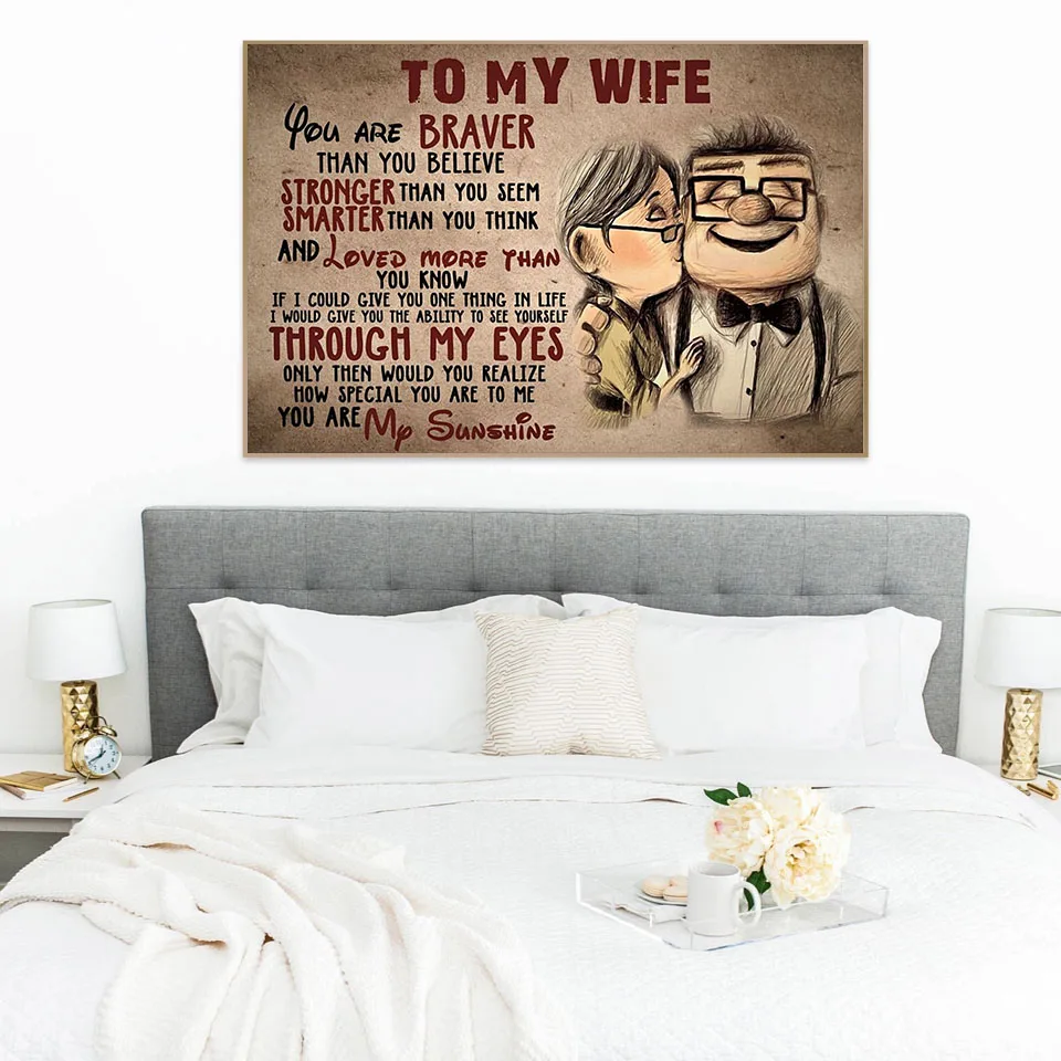 To My Wife You Are Braver Than You Believe Posters and Prints Canvas Painting Wall Art Pictures Anniversary Gift Home Decor