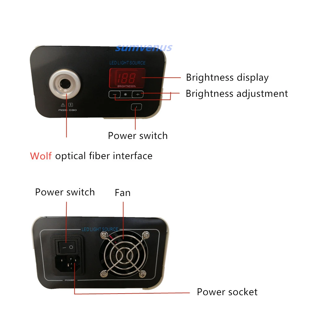 Mini interfaccia chirurgica medica ad alta luminosità portatile LED 30W Wolf endoscopio interfaccia sorgente di luce fredda ENT